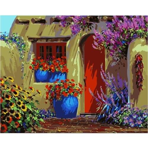 Painting By Numbers DIY Dropshipping 50x65 60x75cm quiet countryside cabin Landscape Canvas Wedding Decoration Art picture Gift
