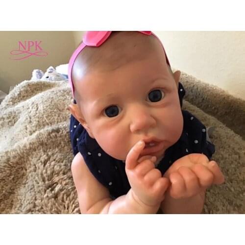 NPK 55CM reborn baby doll popular saskia newborn doll lifelike soft touch cuddly baby collectible art doll