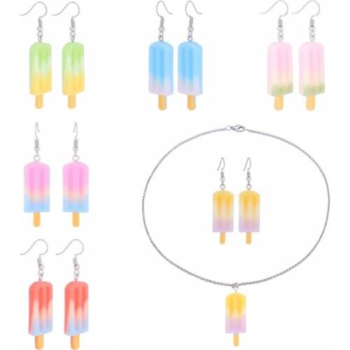 2021 Newest Funny Rainbow Ice Cream Drop Earrings For Women Flatback Resin Unusual Earrings Birthday Gift Girls Teens Jewelry