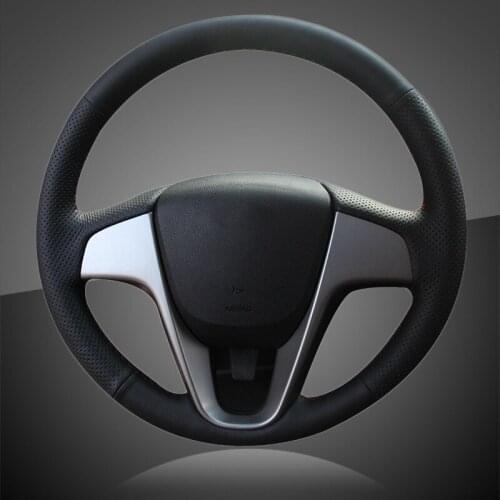 Artificial Leather Car Braid On The Steering Wheel Cover for Hyundai Solaris (RU) 2010-2016 Verna 2010-2016 i20 2009-2015 Accent