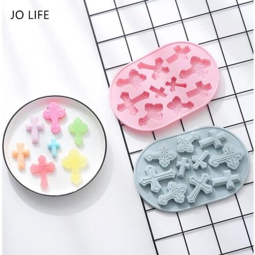 JO LIFE Retro Silicone Mold 3D Cross Jesus Christ Festival Party Cake Mould Fondant Chocolate Vintage Candy Molds
