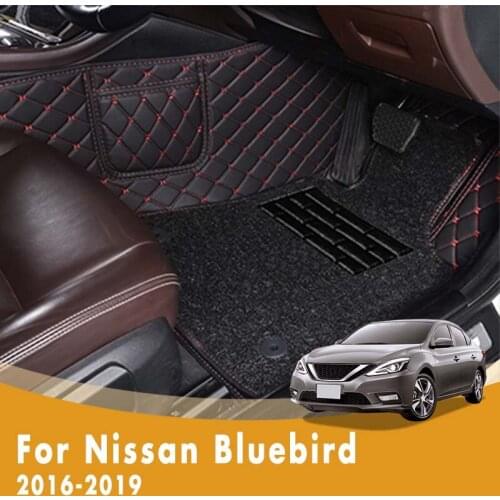 RHD Luxury Double Layer Wire Loop Carpets Car Floor Mats For Nissan Bluebird 2019 2018 2017 2016 Automobile Rugs Decoration