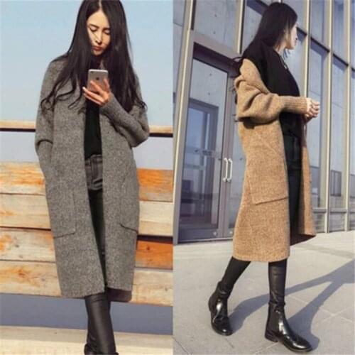 Autumn New Fashion Womens Knitwear Sweater Autumn New Mid Long Sweater Cardigan Woman Coat
