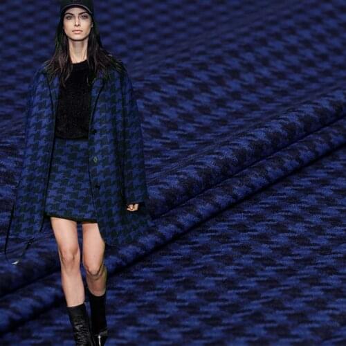 Red Raspberry Black Blue Houndstooth Tweed Wool Fabrics Garment Materials Autumn Women Jacket Sewing Cloth Tailor Freeshipping