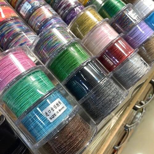 0.8mm Colorful Nylon Line Thread Macrame Cord Bracelet Braided String DIY Tassels Gold and Silver Winding Wire Beading 20m/roll