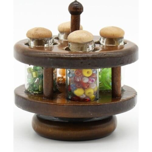 1/12 Dollhouse Kitchen Miniature 4 Spice Bottle Jars Seasoning Pot on Rack