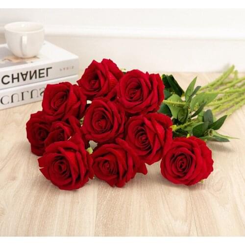 1PC Roses Artificial Flowers Valentines Day Gift Fake Flowers Wedding Gift for lovers Wedding Home Table Decoration Accessories