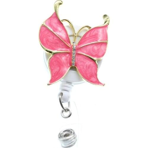 10pcs/lots Wholesale 6colors Alloy fancy can Custom Design Enamel rhinestone gold plated Butterfly Wings id bagde holder