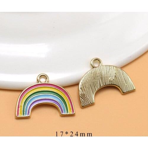 10pcs/Lot Rainbow 17*24mm Diy Handmade Oil Enamel Charms Design for Jewelry Making Earring Bracelet or Necklace
