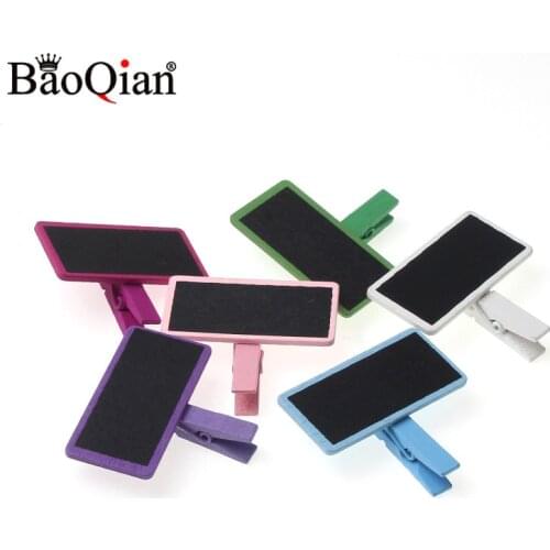 10Pcs 3.6CM Chalkboard with peg Natural Wooden Clothes Photo Paper Peg Pin Clothespin Craft Clips School Office Stationery