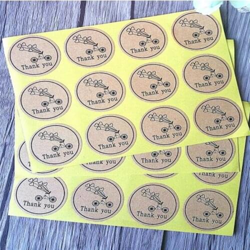 100pcs/lot Round Kraft Paper Seal Sticker Romantic Bicycle Heart Holiday Thank You Stickers packaging label Material Supplies