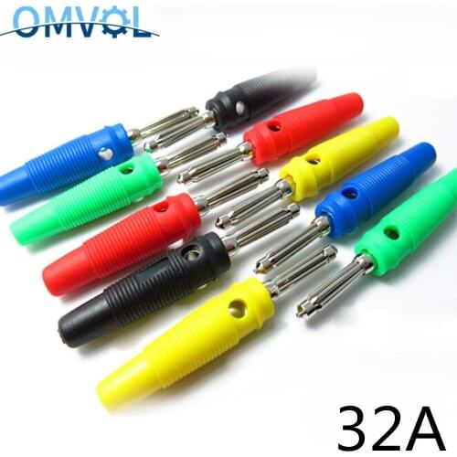 2PCS 4mm audio banana plug socket 32A self-assembly test leads connector