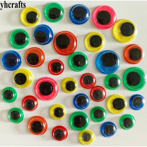 50PCS/LOT.8mm-20mm Round Color background black wiggle eyeball stickers Handmade crafts material Kids DIY toys Kindergarten