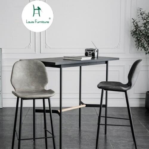 Louis fashion bar chair Simple family back high Nordic iron modern net red stool coffee shop