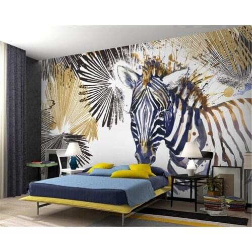 Beibehang Custom wallpaper mural Line watercolor zebra modern stylish TV background wall wallpaper for walls 3 d murals paper
