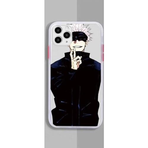 Anime Jujutsu Kaisen Gojo Satoru Phone Case White Transparent Matte For IPhone 7 8 11 12 S Mini Pro X XS XR MAX Plus Cover