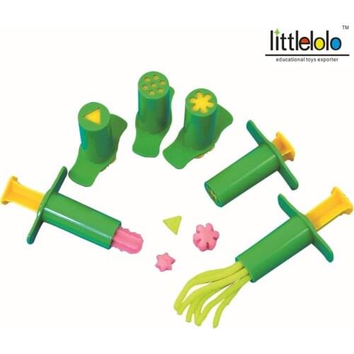 Kids educational toy baby DIY handwork toy plasticine mold syringe to make sculpting flower noodles 6pcs/set but only 4 shapes