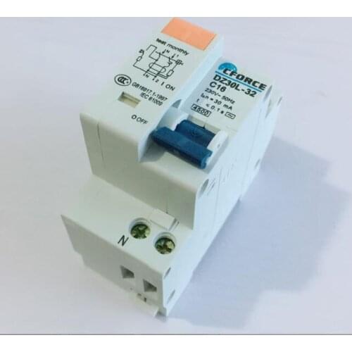 DZ30L-32 AC230V 4500A 1P+N DPN miniature circuit breaker Leakage protector 10A 16A 20A 25A 32A