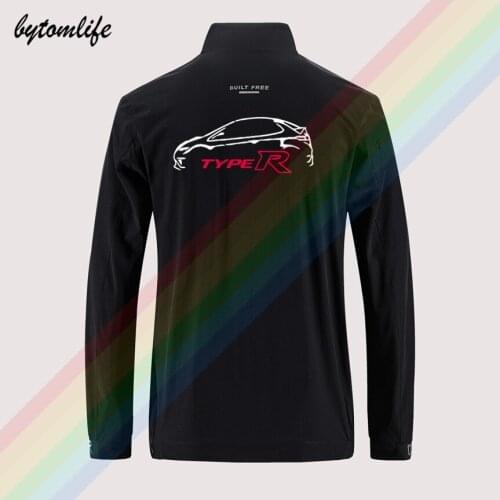 Honda Civic Type R Inspired Classic Car Slim Sport Jacket Mens Zipper Thin Jacket Mens Casual Back Printing Jacket Asian Size