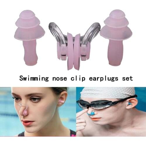 3PCS/Pair Swimming Earplugs Nose Clip Set Waterproof Soft Silicone Surf Diving Swimming pool Ear Plugs Protection Accessories