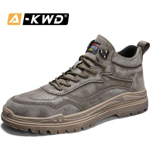 2019 Fashion Sneakers Men Shoes Chaussure Homme High Top Work Boots Men Autumn Leather Sneakers Man Breathable Mans Shoes Casual