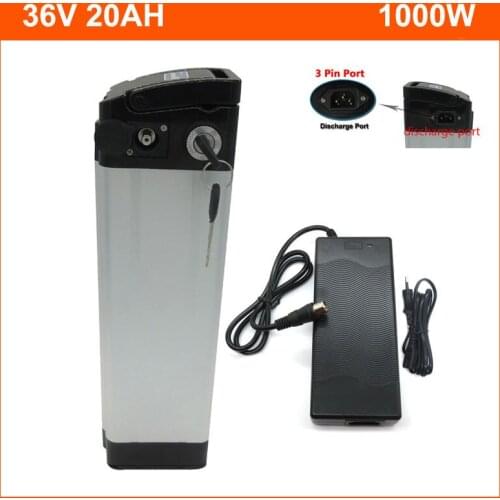 36V 10AH 12AH 15AH 17.5AH silver fish Battery 1000W 36V 20AH Electric bike lithium Battery Pack 42V 2A charger BMS Top discharge