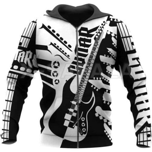 Fashion Electric Guitar 3D Print Hoodie Man Women Unisex Zipper Up Jacket Harajuku Pullover Sweatshirt Outwear Casual Tracksuit