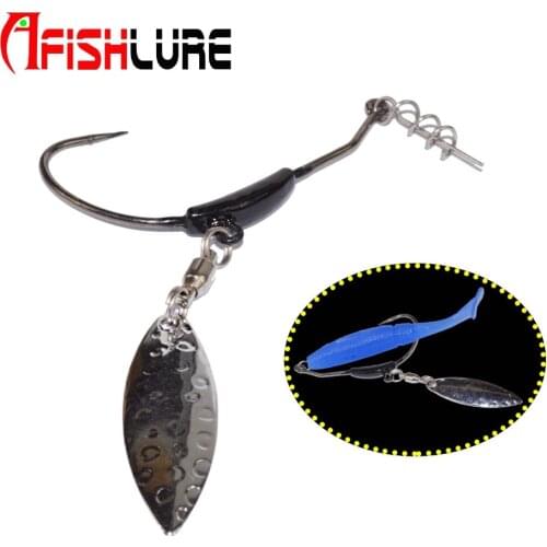 Soft worm hooks 3pcs/lot fishing Crank hook with the lead with Metal Spoon sequins 2g/4g/7g Add weight lead lures Soft bait