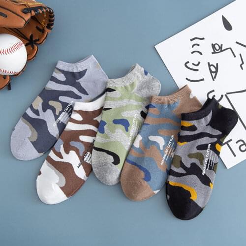 Socks mens Boat Socks Business Socks Spring Cotton socks Summer European and American Camouflage Mens Sports Socks
