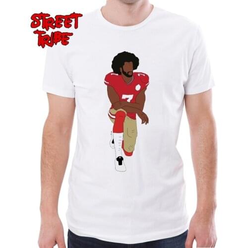 Newest 100% Cotton Colin Kaepernick Kneeling Men T-Shirt Funny Printed Tops Crew Neck T Shirts Hipster Cool Tee