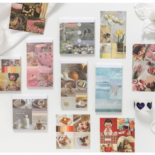Memories Creative Fresh Hand Account Collage Message notepad Memo Pad Paper Material Oil Painting Journal Decoration Stationery