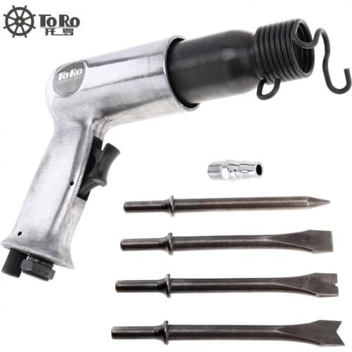 Air Hammer Professional Handheld Pistol Gas Shovels Small Rust Remover Pneumatic Tools with 4 Chisels set 9190 190mm