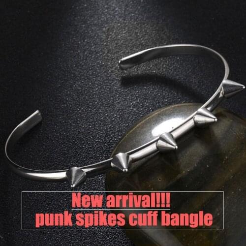 Adjustable Charm Bracelet Jewelry Stainless Steel Bangle Gothic Men Women Punk Spike Rivet Cone Cuff Bangles & Bracelets Opening