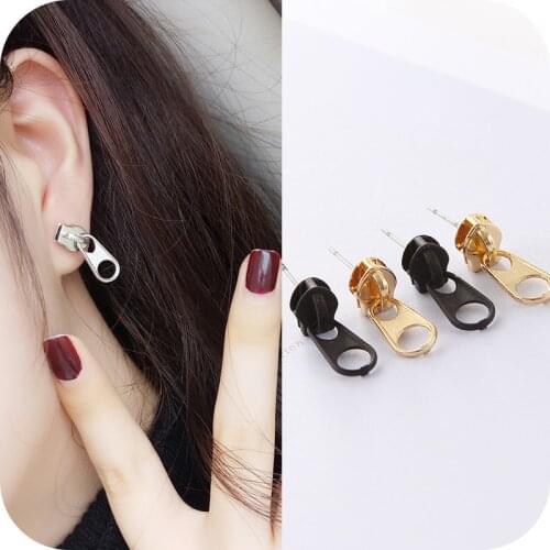 Creative Zipper Earrings for Women Punk Style Street Fashion Unusual Earrings Studs Girls Boys Fashion Jewelry Brincos 2021