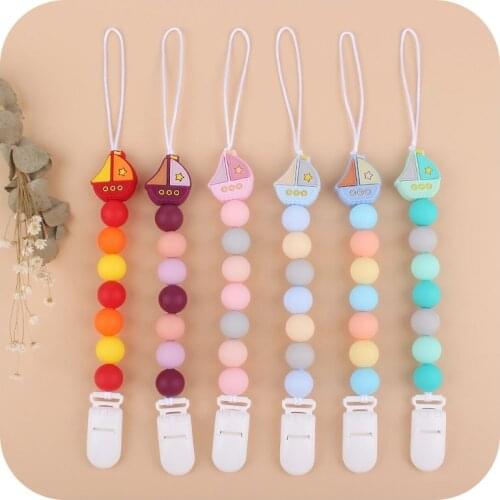 Baby Pacifier Clips Holder BPA Free Silicone Pendant Chain Nipple Holder Dummy Chain For Newborn Toys Cute Teether For Teeth