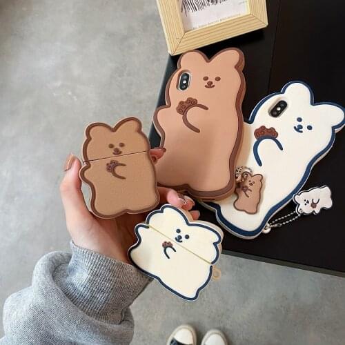 Cute 3D Simple Bear Silicone Case for Apple Airpods 1 2 Pro Case Accessories Bluetooth Earphone Cartoon Protective Cover
