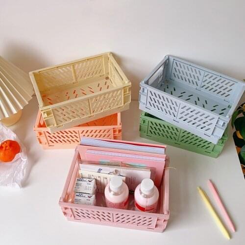 Folding Box Storage Basket Cosmetic Sundries Organizer Box Plastic Desktop Fruit Food Toys Home kitchen Storage Storage Bin