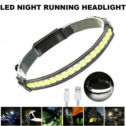 LED Night Running Headlamp COB Headlight Torch Work Light Bar Head Band Lamp for Hiking Hunting Camping Outdoor Accessories