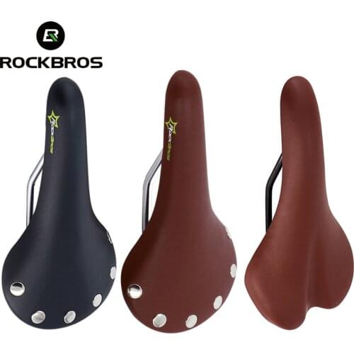 ROCKBROS PVC Leather Bicycle Saddle Nostalgic style Road Bike MTB Soft Saddle Front Seat Steel Rail Rivet Durable Bicycle Parts
