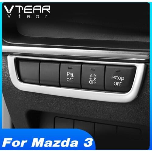 Vtear For Mazda 3 2020 2019 Accessories ABS Chrome Headlight Button Switch Decoration Frame Cover Interior Mouldings Sticker