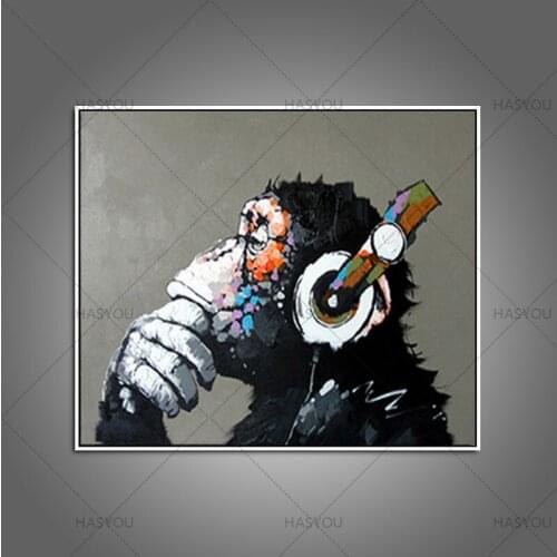 100% hand painted Cartoon Oil Painting High Quality Abstract Animal Wall Art for Home Decor Gorilla Frog Pictures Christmas Gift