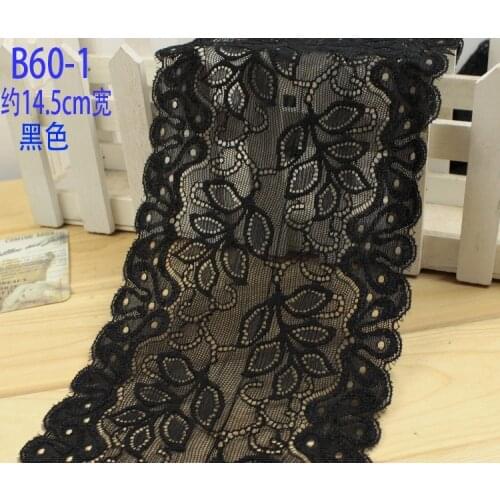 2M/lot Width 14.5cm Black/Off white Elastic Lace Sewing Trim Clothes Lace, Stretch Lace Trim Material Z1321-01