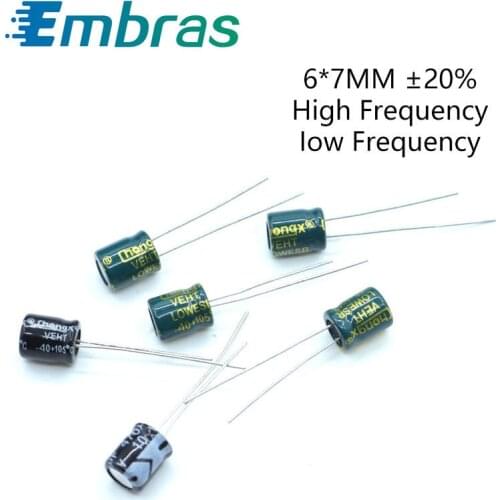 20Pcs 6*7 High Frequency Low ESR Aluminum Electrolytic Capacitor Kit 6.3V 10V 16V 35V 47UF 100UF 330UF Full Values Assorted Sets