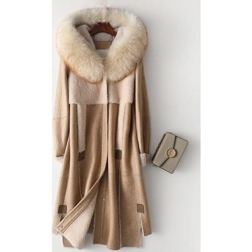 2019 Real Long Women Fur Coat With Big Real Fur Hooded Thick Warm Winter Coat With Long Sleeve