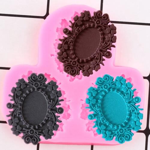 3D Hole Frame Lace Border Silicone Mold DIY Cupcake Topper Fondant Cake Decorating Tools Candy Clay Chocolate Gumpaste Moulds