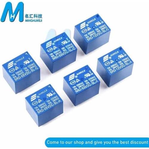 5Pcs/Lot Relays SRD-03VDC-SL-C SRD-05VDC-SL-C SRD-12VDC-SL-C SRD-03VDC-SL-A SRD-05VDC-SL-A SRD-12VDC-SL-A 5 pin for PCB New