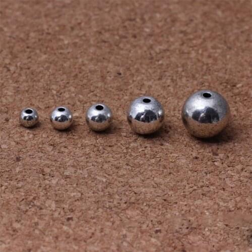 50pcs/lot Tibetan Silver Round Ball Spacer Beads 3 4 5 6 8 10mm Handmade Ornament Beading Metal Beads Women DIY Jewelry Making