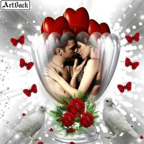 5d diy diamond painting couple cup landscape 3D square rhinestone flower diamond mosaic embroidery home decoration sticker