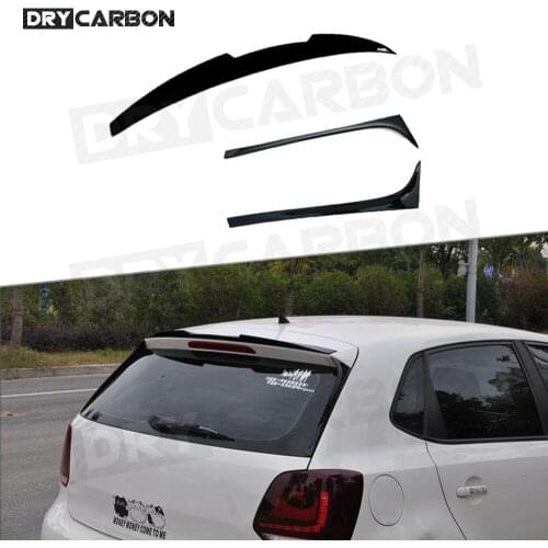 ABS Black Rear Roof Spoiler Window Trim Wings for Volkswagen VW Polo Standard 2011-2018 Not For GTI R Boot Tail Side Winglet