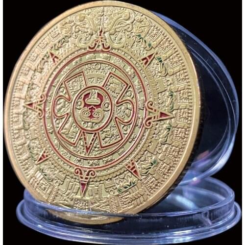 Mexico Mayan Aztec Calendar Art Prophecy Culture 1.57"*0.12" Gold Coins Collectibles